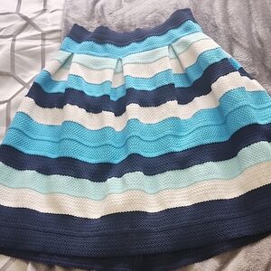 New York & Company Blue and White Striped A-Line Skirt